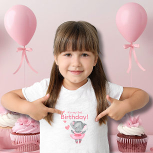 T-shirt Pour Les Tous Petits Joli éléphant ballerine C'est mon anniversaire 