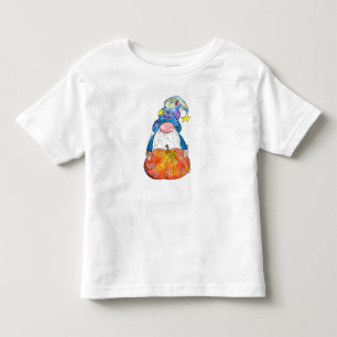 T-shirt Pour Les Tous Petits Joli gnome fantaisiste d'automne avec citrouille