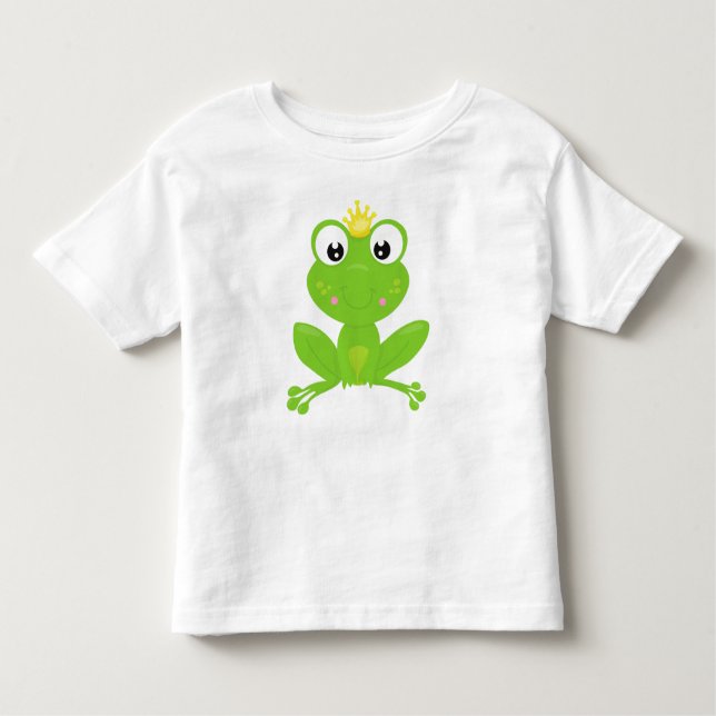 T-shirt Pour Les Tous Petits Joli Grenouille, Grenouille Verte, Couronne, Princ (Devant)
