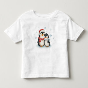 T-shirt Pour Les Tous Petits Joli hiver Theme Penguin Famille Noël
