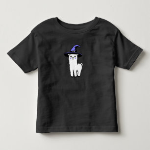 T-shirt Pour Les Tous Petits Joli Lama de Halloween Fluffy Portant une Sorcière