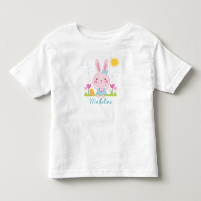 T-shirt Pour Les Tous Petits Joli Lapin de Pâques pour Fille (Devant)