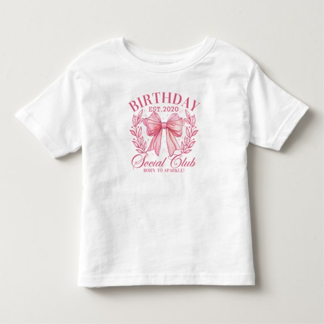 T-shirt Pour Les Tous Petits Joli Nœud Féminin Anniversaire Fille Rose Coquette (Devant)
