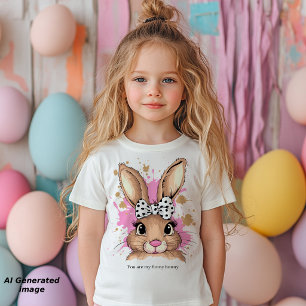 T-shirt Pour Les Tous Petits Joli Nœud Papillon Fille Lapin Texte Personnalisé
