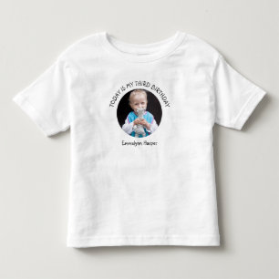 T-shirt Pour Les Tous Petits Joli Nom d'Année Personnalisé Rond Photo Anniversa