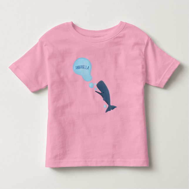T-shirt Pour Les Tous Petits Jolie baleine à sperme soufflant bulles dessin (Devant)