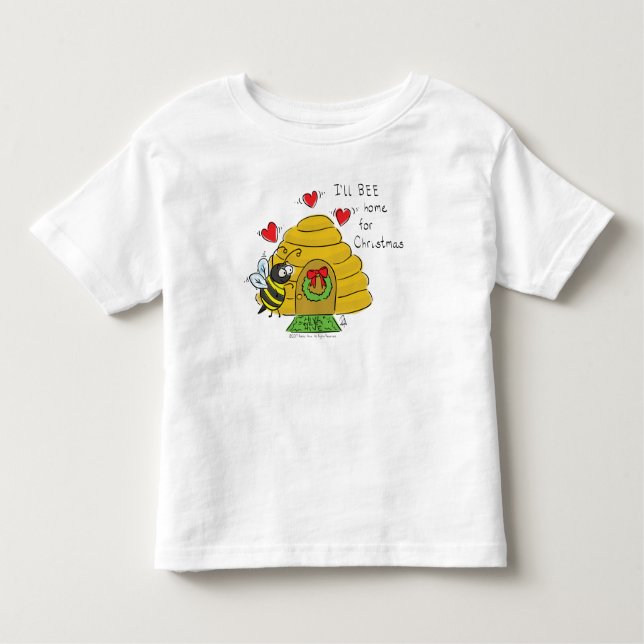 T-shirt Pour Les Tous Petits Jolie Bee Christmas Drôle Cartoon de vacances (Devant)
