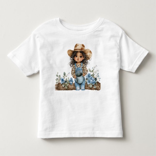 T-shirt Pour Les Tous Petits Jolie cowgirl en denim 3  (Devant)