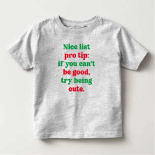 T-shirt Pour Les Tous Petits Jolie liste mignonne drôle rouge et vert Noël