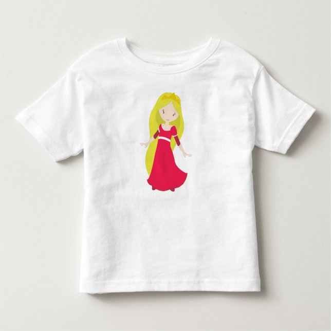 T-shirt Pour Les Tous Petits Jolie Princesse, Couronne, Cheveux Blonds, Robe Ro (Devant)