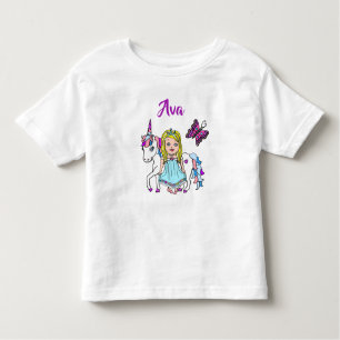 T-shirt Pour Les Tous Petits Jolie princesse et licorne chemise personnalisée