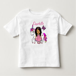 T-shirt Pour Les Tous Petits Jolie princesse et licorne chemise personnalisée