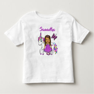T-shirt Pour Les Tous Petits Jolie princesse et licorne chemise personnalisée
