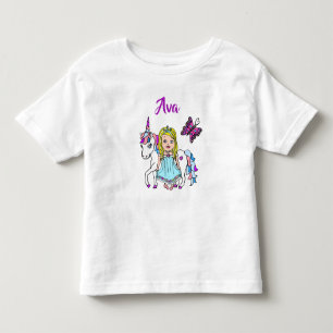 T-shirt Pour Les Tous Petits Jolie princesse et licorne personnalisée Chemise