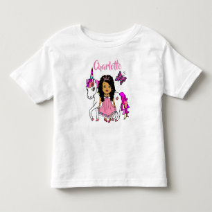 T-shirt Pour Les Tous Petits Jolie princesse et licorne personnalisée Chemise