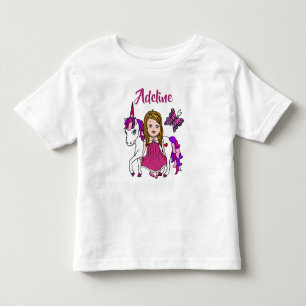 T-shirt Pour Les Tous Petits Jolie princesse et licorne personnalisée Chemise
