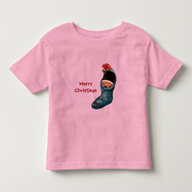 T-shirt Pour Les Tous Petits Jolie réserve de Noël, Petit enfant, Bleu rose (Devant)