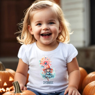 T-shirt Pour Les Tous Petits Jolie Sorcière Rose Fille Araignée Aquarelle Hallo