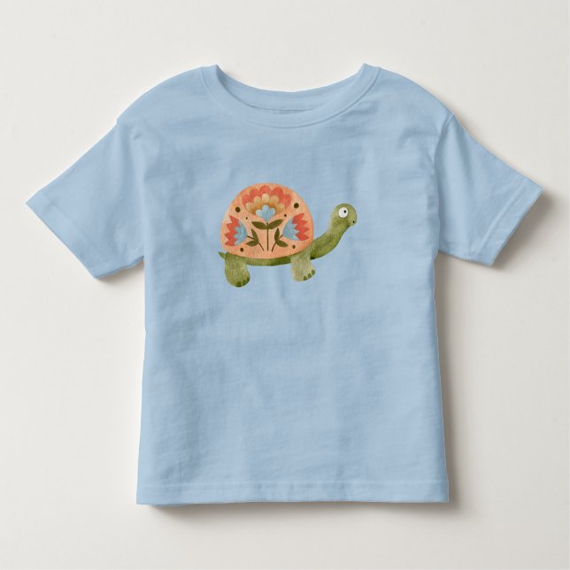 T-shirt Pour Les Tous Petits Jolie tortue aquarelle filles (Devant)