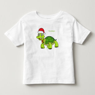 T-shirt Pour Les Tous Petits Jolie tortue en chapeau de Père Noël