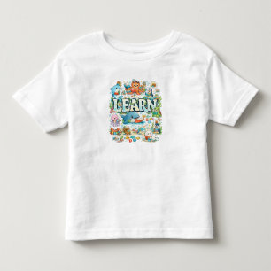 T-shirt Pour Les Tous Petits Jolis Animaux de l'Océan Marin APPRENDRE Graphique