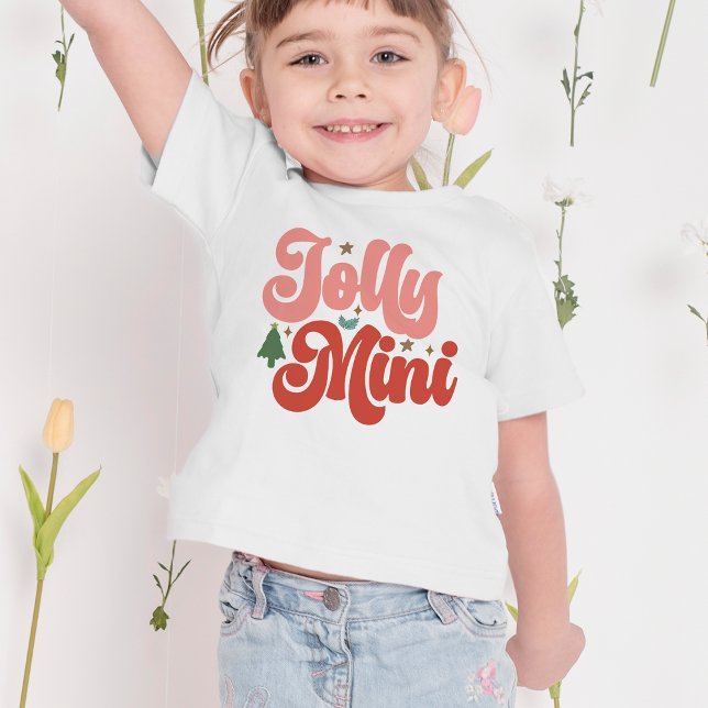 T-shirt Pour Les Tous Petits Jolly Mini Retro Vacances de Noël Super (Jolly Mama Retro Groovy Christmas Holidays T-Shirt)