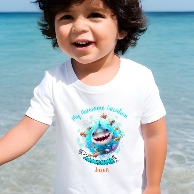 T-shirt Pour Les Tous Petits Jote Shark Vacances d'été Garçon personnalisé (Créateur téléchargé)