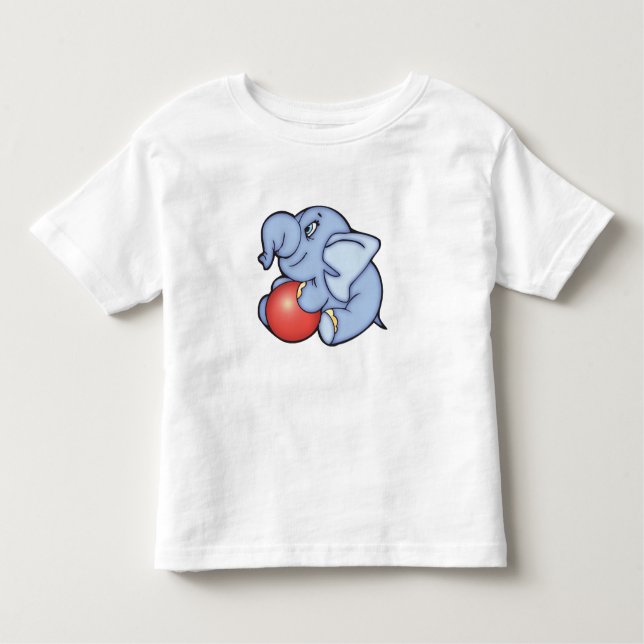 T-shirt Pour Les Tous Petits Jouet éléphant bleu avec balle (Devant)
