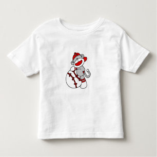 T-shirt Pour Les Tous Petits Joueur de baseball de singe de chaussette