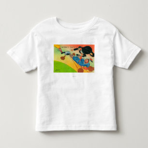 T-shirt Pour Les Tous Petits Joueur de baseball glissant à la base, arrivant