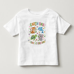 T-shirt Pour Les Tous Petits Journée de la Terre Paix tous les jours Animaux mi