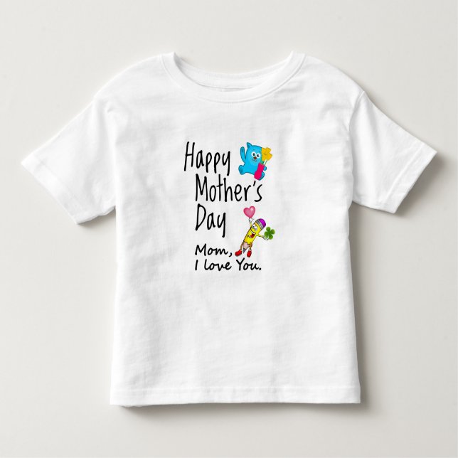 T-shirt Pour Les Tous Petits Joyeuse fête des mères. Maman, je t'aime. (Devant)