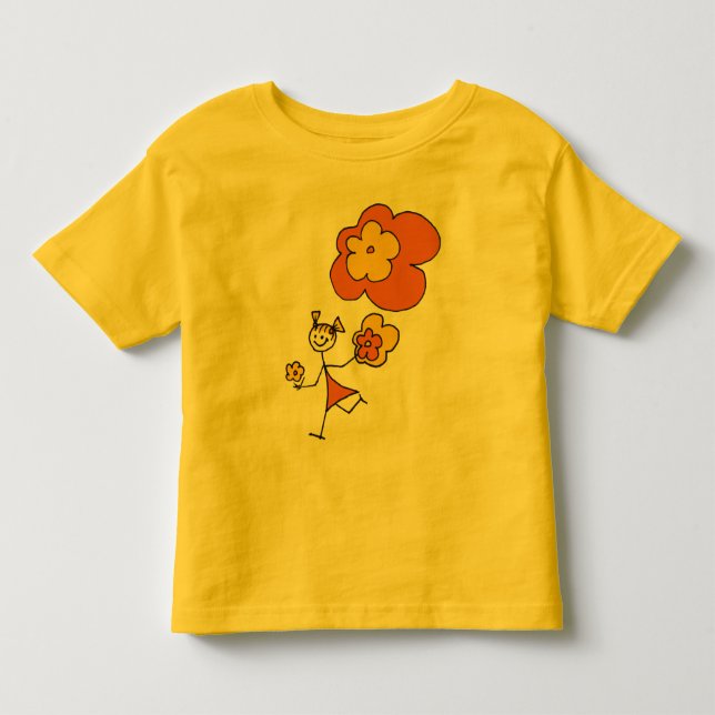 T-shirt Pour Les Tous Petits Joyeuse fille aux fleurs (Devant)