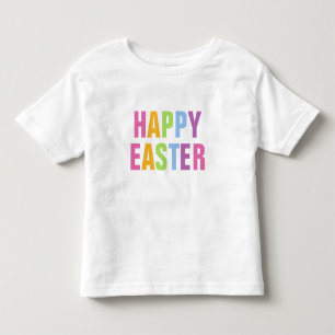 T-shirt Pour Les Tous Petits Joyeuse Typographie Arc-en-ciel colorée de Pâques