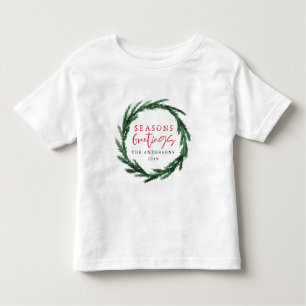 T-shirt Pour Les Tous Petits Joyeuses Fêtes aquarelle wreath vacances moderne