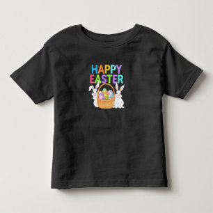 T-shirt Pour Les Tous Petits Joyeuses Pâques 2025  Œufs Lapin Mignon
