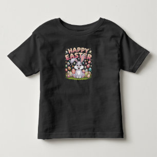 T-shirt Pour Les Tous Petits Joyeuses Pâques 2025  Œufs Lapin Mignon