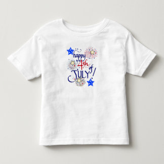 T-shirt Pour Les Tous Petits Joyeux 4 juillet ! avec feux d'artifice et étoiles