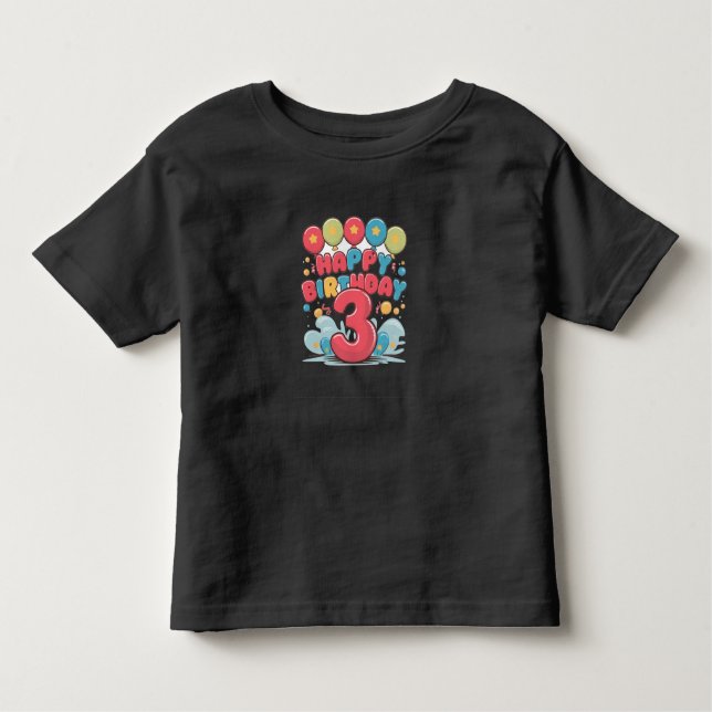 T-shirt Pour Les Tous Petits Joyeux anniversaire 3 cadeau pour (Devant)