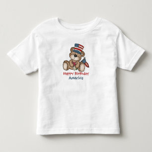 T-shirt Pour Les Tous Petits Joyeux anniversaire Amérique 4 juillet ours T-shir