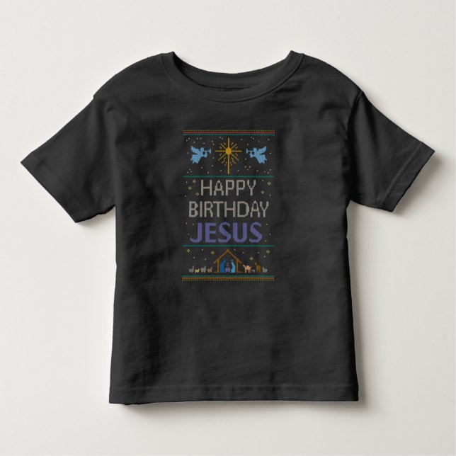 T-shirt Pour Les Tous Petits Joyeux anniversaire Jésus Noël violet Religieux (Devant)