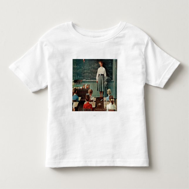 T-shirt Pour Les Tous Petits Joyeux anniversaire, Miss Jones par Norman Rockwel (Devant)
