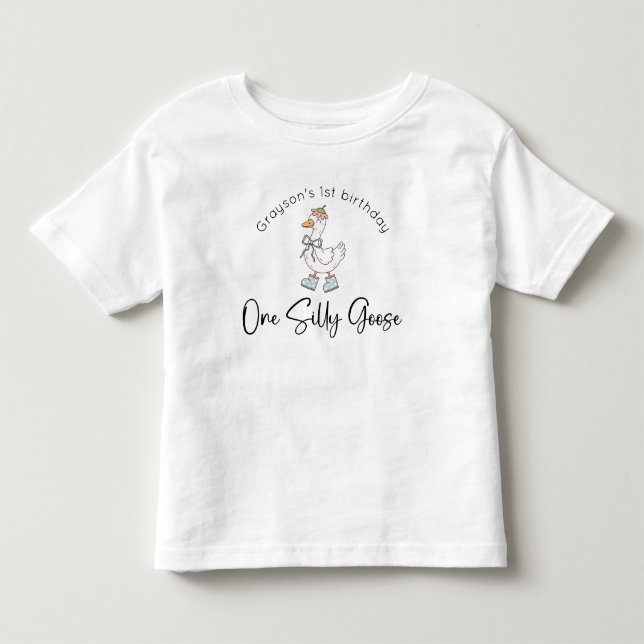 T-shirt Pour Les Tous Petits Joyeux Anniversaire Oie Folle (Devant)