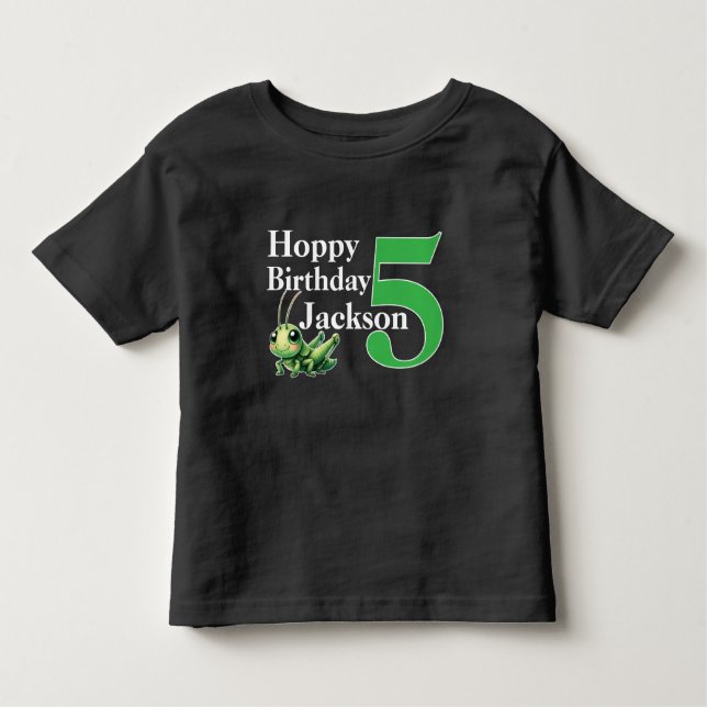 T-shirt Pour Les Tous Petits Joyeux Anniversaire Sauterelle 5ème Anniversaire (Devant)