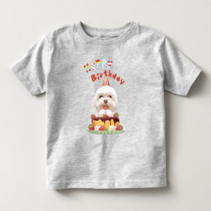 T-shirt Pour Les Tous Petits Joyeux chien d'anniversaire avec gâteau
