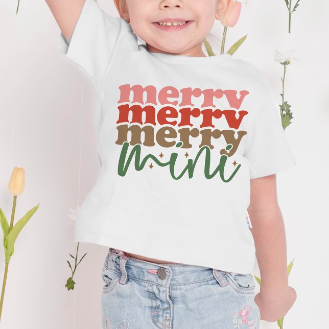 T-shirt Pour Les Tous Petits Joyeux Mini Retro Vacances de Noël Super (Merry Mini Retro Groovy Christmas Holidays Toddler T-shirt)