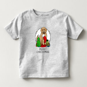 T-shirt Pour Les Tous Petits Joyeux Noël 2 Goldendoodle (rouge doré) mignonne