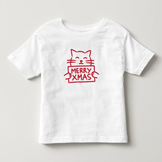 T-shirt Pour Les Tous Petits Joyeux Noël Chat Mignon (Devant)