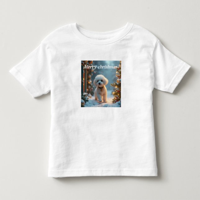 T-shirt Pour Les Tous Petits Joyeux Noël chiot (Devant)