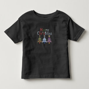 T-shirt Pour Les Tous Petits Joyeux Noël Croix Arbre de Noël Rétro